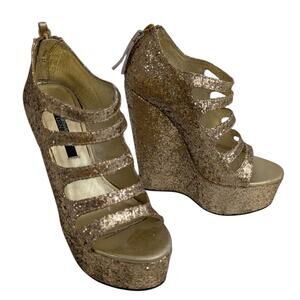 senso diffusion rush gold glitter wedge platform shoes